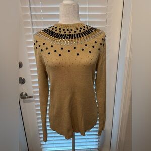 Vintage Investments Petites XL Gold Sequins Long Sleeve Sweater Top Women’s